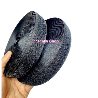 Băng dính gai, băng khóa nhám(1m-ko keo) 2 mặt khổ rộng 2cm màu đen trắng độ bám dính cao chất lượng tốt Pinky.