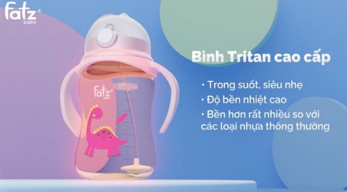 Mô tả Bình uống nước Tritan chống đổ phao xoay 360 độ 250ml Fatzbaby - 1