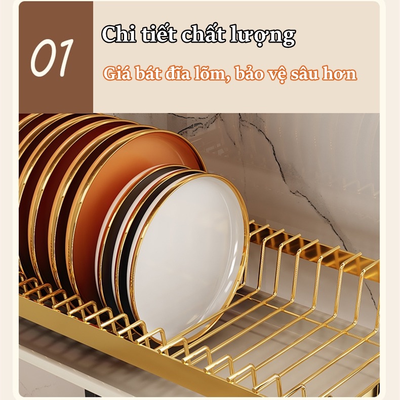 Lifinity Kệ Để Chén Bát Đĩa Đa Năng - Thép Carbon Cao Cấp Màu Vàng Đen Chịu Tải mạnh Ngoại Hình Đẹp