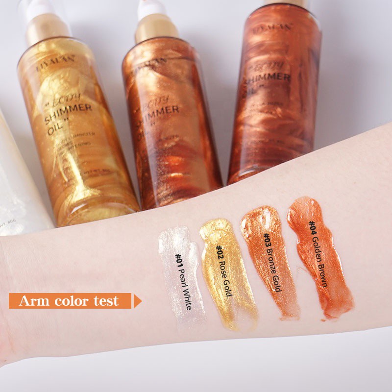 Ảnh Dầu dưỡng thể LIYALAN ánh nhũ chiết xuất hữu cơ trang điểm sáng bóng 80g 2