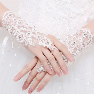 Găng Tay Công Chúa Ren Kim Cương Tiệc Cưới Nữ Ngọc Trai Giả Ren Găng Tay Cô Dâu Ngón Cô Dâu Váy Cô Dâu Găng Tay Trẻ Em Quà Tặng Sinh Nhật