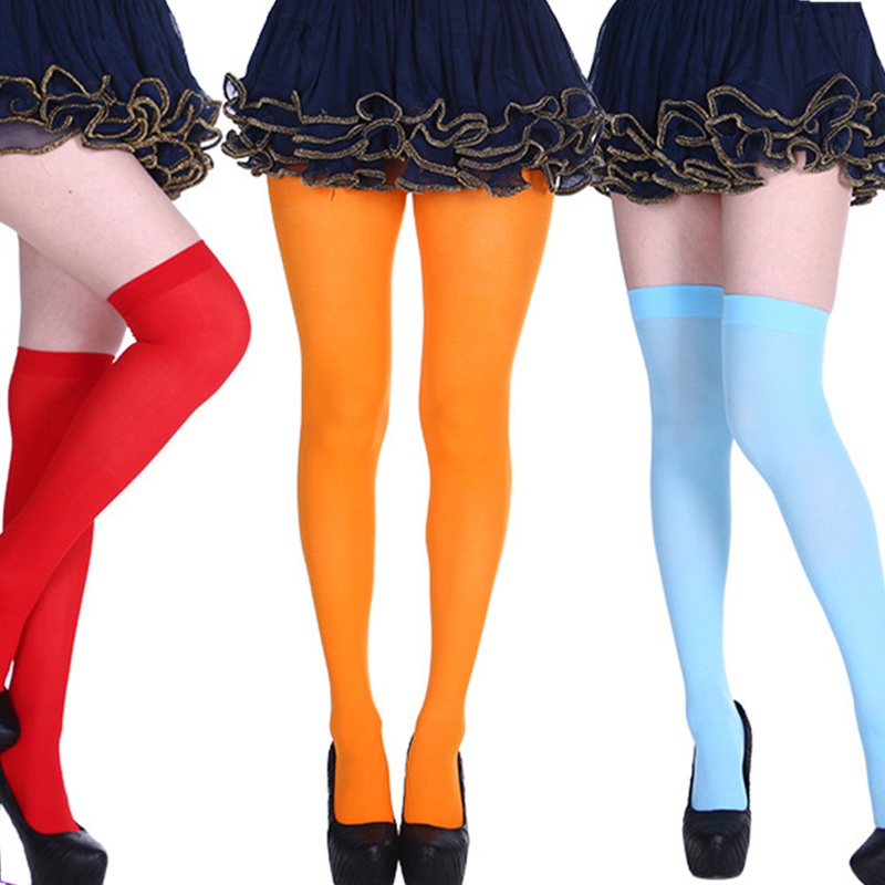 OXXGGKAO Soild Color Tất Dài Nữ Trên Đầu Gối Đùi Trên Đầu Gối Vớ