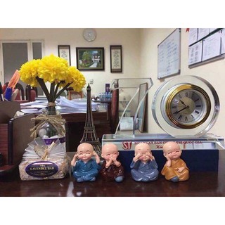 Bộ tượng 4 chú tiểu hòa thượng nhỏ phong thủy Tứ Không trang trí bàn thờ, decor nhà đẹp #A214