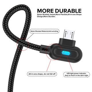 Dây Cáp Sạc Nhanh USB Micro USB / Type C 2.4A Có Đèn LED 90 Độ Chuyên Dụng Cho Android
