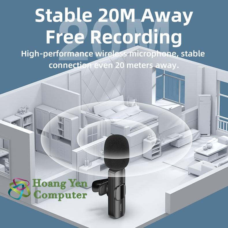 Micro LiveStream Không Dây Remax K02 ( 1 Micro, 1 Kết Nối Cổng Type C hoặc Lightnig) - Bh 12 Tháng - Hoangyencomputer