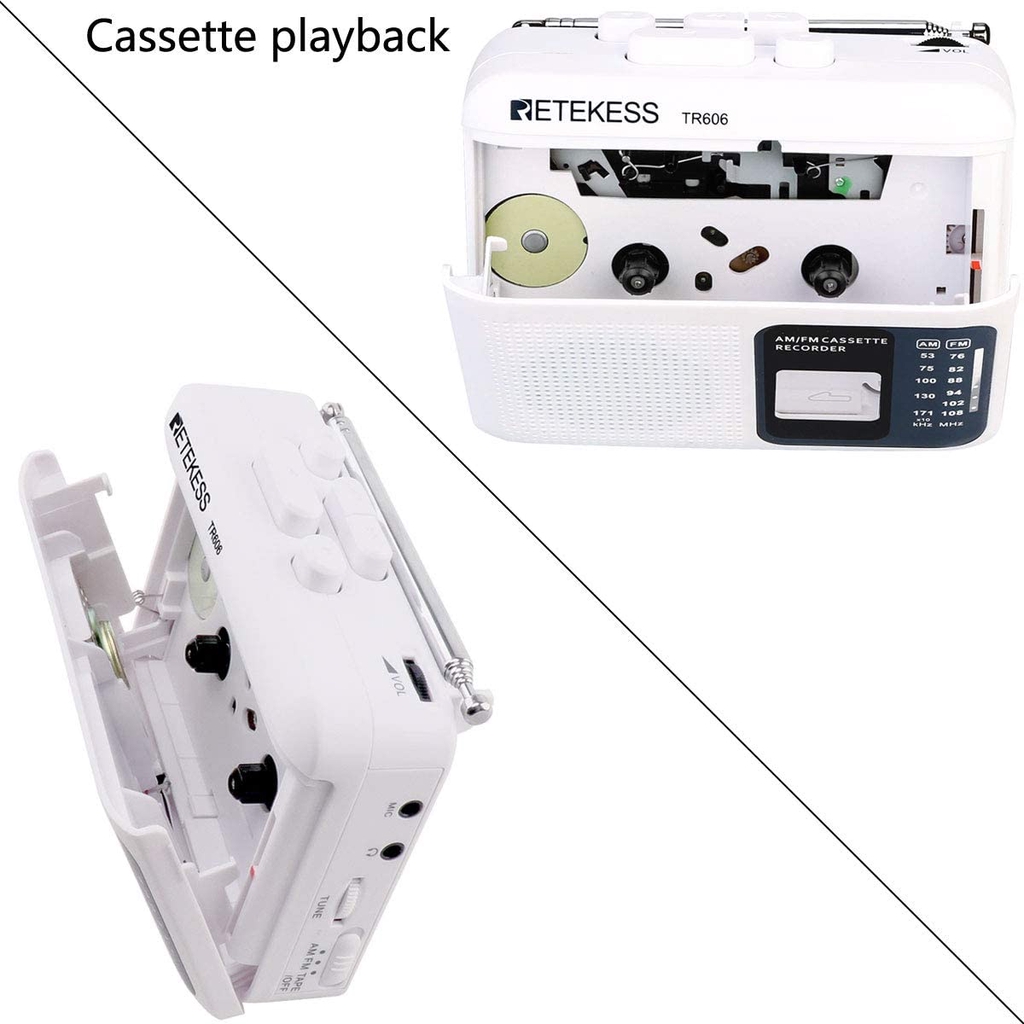 Ảnh Đài radio RETEKESS TR606 AM FM hỗ trợ ghi âm với giắc tai nghe 3.5mm và ăng ten dài 2