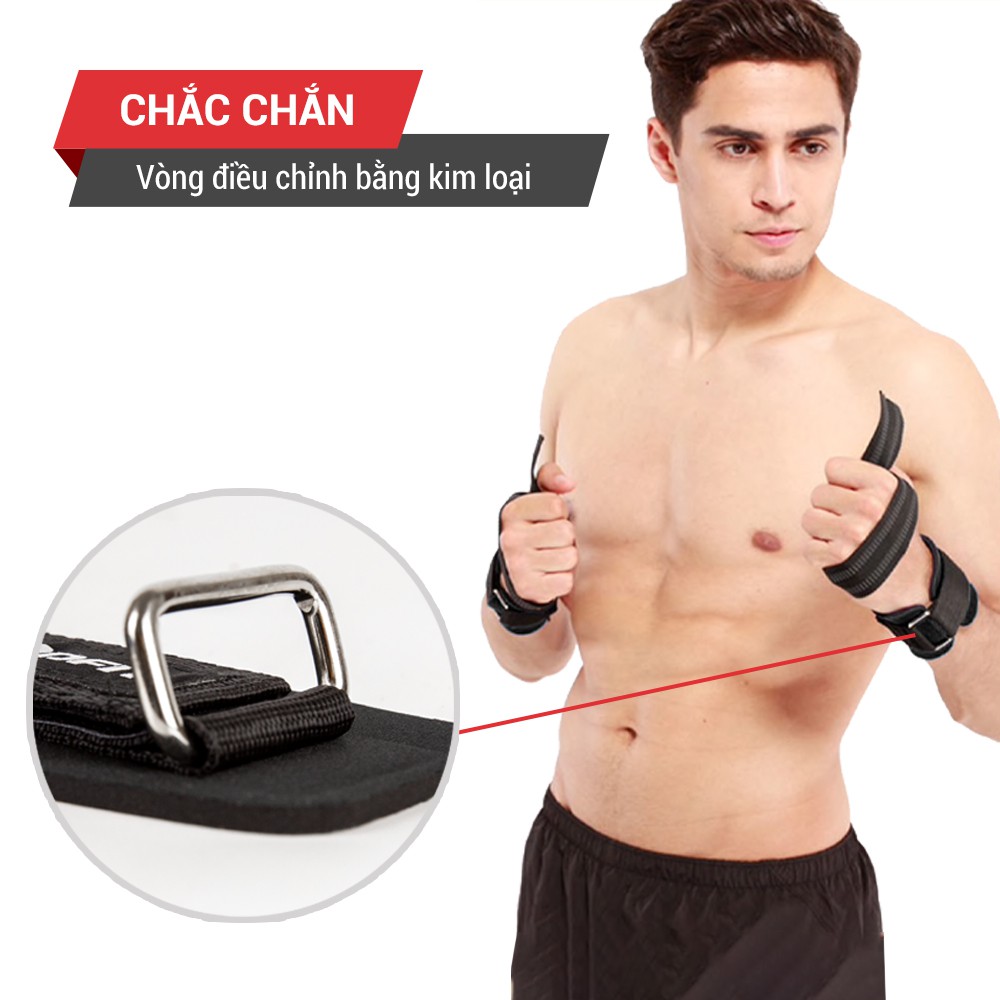 Dây kéo lưng tập gym Lifting Straps kết hợp quấn cổ tay GoodFit GF731LS dây kéo hỗ trợ Deadlift