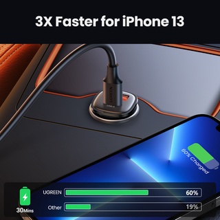 Tẩu sạc UGREEN USB-C USB-A sạc nhanh ô tô hai cổng 48W thích hợp cho Xiaomi 12/ Samsung S20 S21/ iP12 13 14 15Pro Max