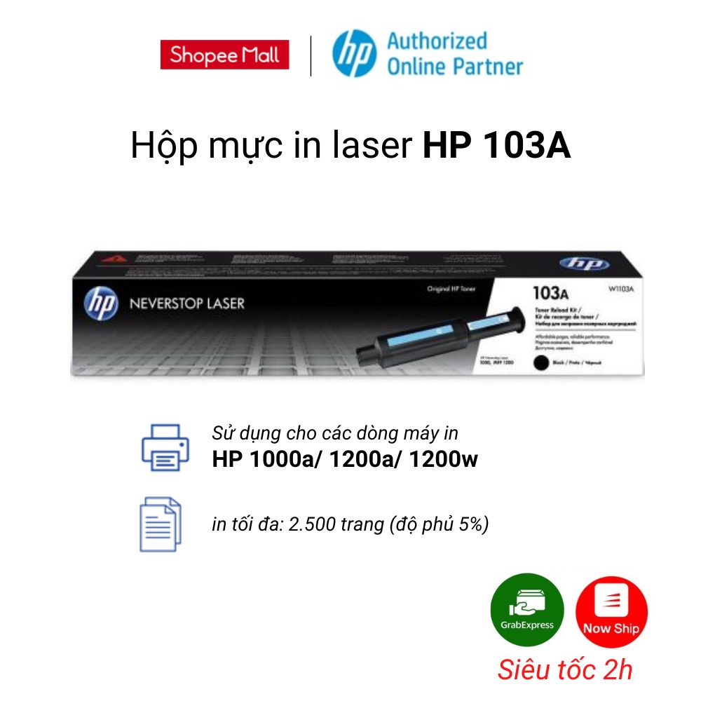 [Mã ELHPPK giảm 10% đơn 500K] Hộp mực in laser HP 103A ( 1 hộp - được 2500 trang)