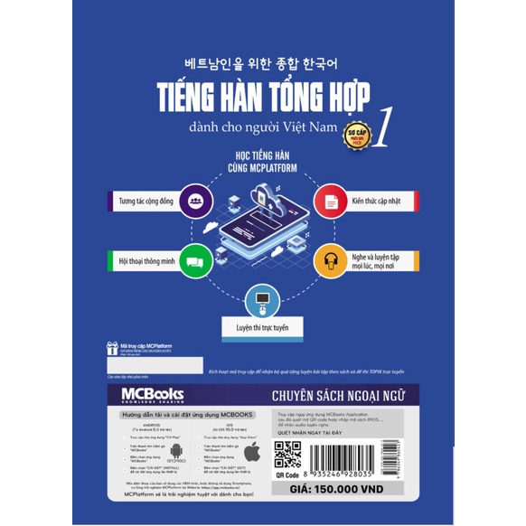 Ảnh Sách - Tiếng Hàn tổng hợp dành cho người Việt Nam – Sơ cấp 1 – Bản đen trắng Mcbooks 3