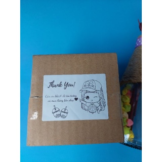 Combo 100 Tem dán thank you hình Doraemon cute, có sẵn keo kích thước 7x5cm