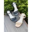 Giày sandal 2 phân bản ngang kiểu dáng học sinh mũi tròn phối lé đồng cao cấp_A031LD