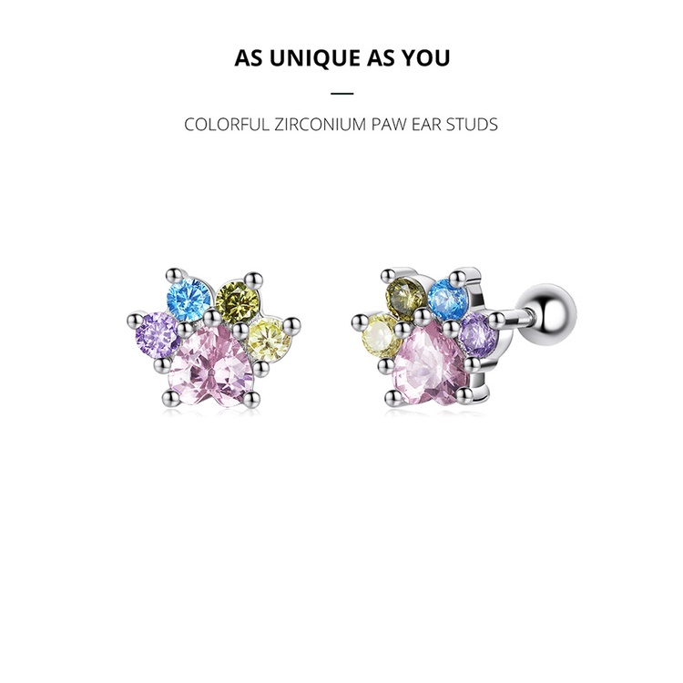 Bamoer Bông Tai bạc 925 Đính Đá Zircon Nhiều Màu Sắc sce1334
