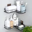 Combo 2 cái Kệ góc nhà tắm phun sơn tĩnh điện dán tường siêu dính trong nhà tắm, nhà bếp tiện dụng