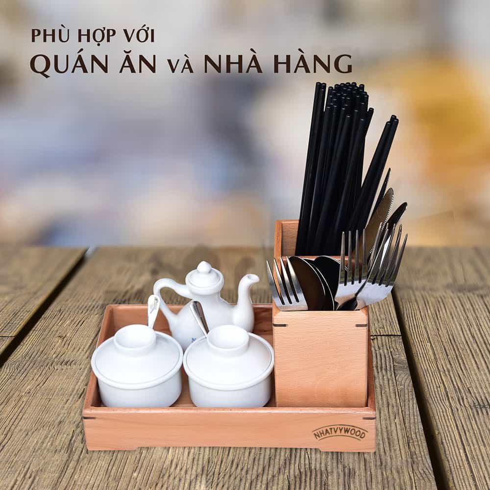 Ống đựng đũa muỗng nhà hàng, quán ăn NV5313B - Ống đũa gỗ - Ống cắm đũa - phụ kiện bàn ăn cao cấp