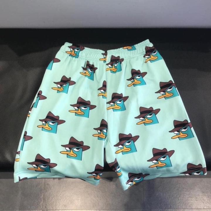 Q016 Quần đùi hoa có túi Sooc ống rộng hoạt hình unisex Short lửng ngắn in cartoon nam nữ đi ngủ chơi biển