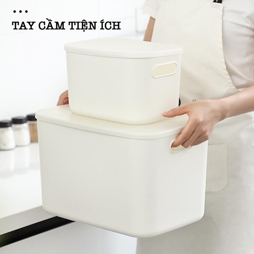 Hộp Đựng Đồ Có Nắp Enoda Home Màu Trắng Cao Cấp Để Bàn Decor Nhiều Kích Thước Q003