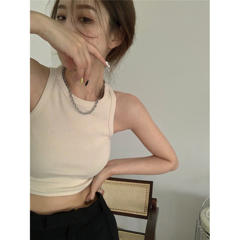 Áo croptop ba lỗ ngược KA Closet chất bozip co dãn tốt, mặc tôn dáng, 3 màu sang chảnh