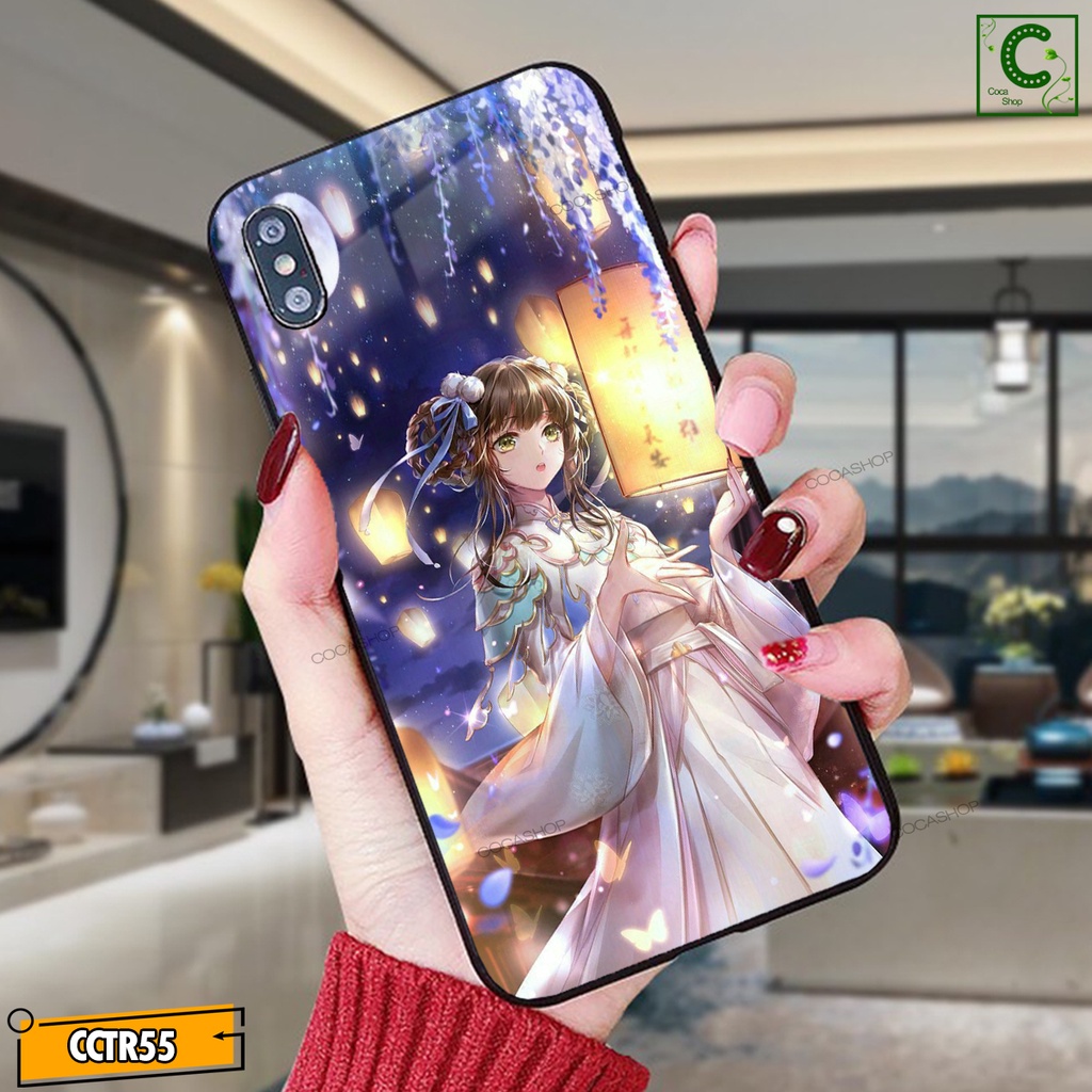 Ốp iPhone Mặt Kính Nano Dẻo - Cô Gái Xinh Đẹp Hoạt Hình