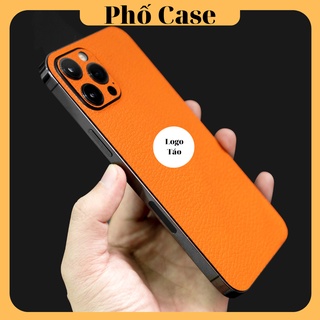 [Lưng + Viền ] Miếng dán lưng da màu cam cho iPhone 12- 17promax