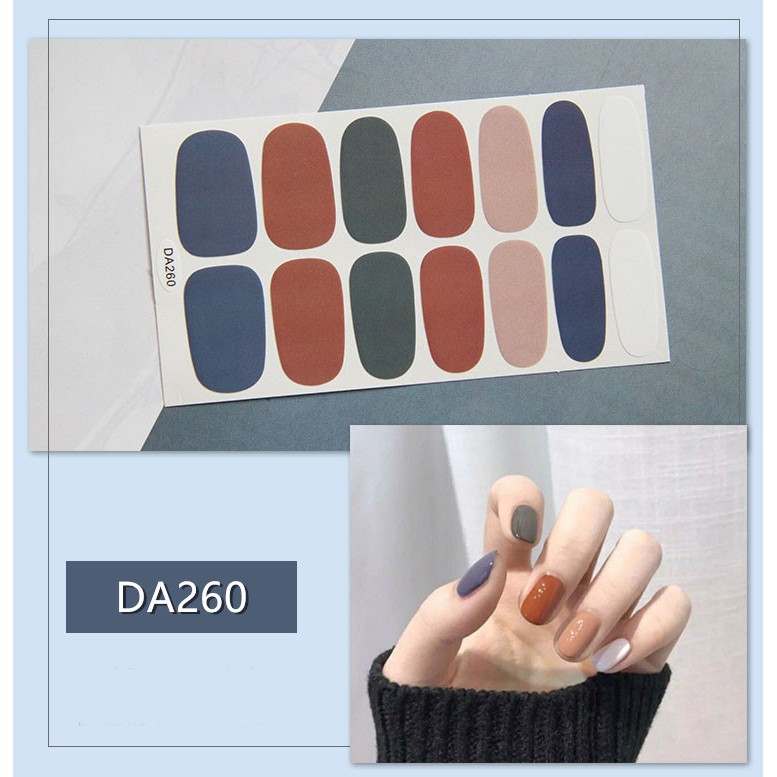 Bộ sticker dán móng tay trang trí 3D màu xanh hoa cỏ và màu vintage dcpxhoanganh