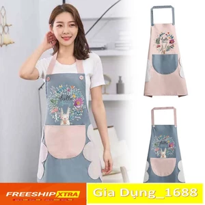 Tạp dề tạp dề chống thấm nước có lau tay họa tiết thỏ xinh nhiều màu sắc