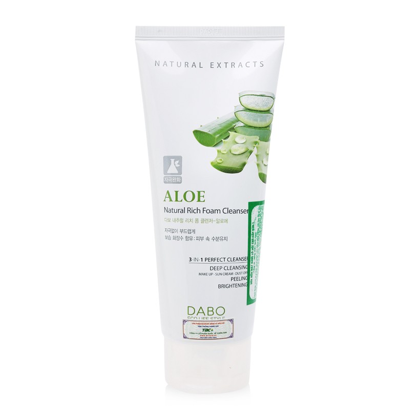 Ảnh Sữa rửa mặt lô hội 3 in 1 Dabo Aloe Natural Rich Foam Cleanser 180ml 4