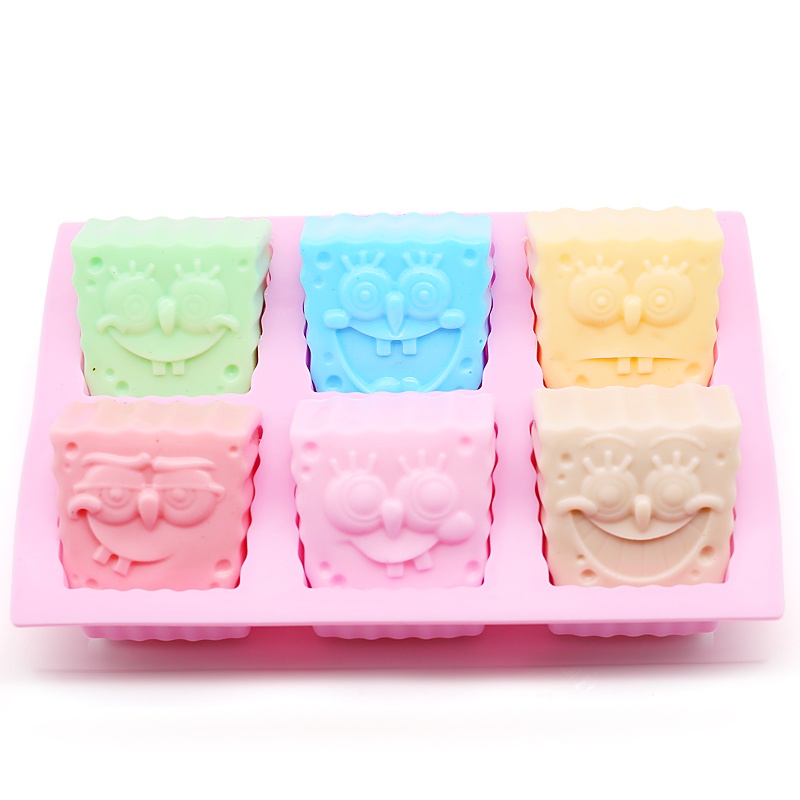 Khuôn silicone Làm Bánh/Xà Phòng/Sô Cô La Hình Hoạt Hình 6 Ngăn Tiện Dụng
