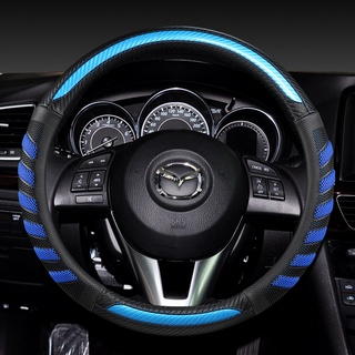 Sợi Carbon + Da Bọc Vô Lăng Ô Tô Chất Lượng Cao Cho Xe Mazda 3 bk bl bj bn 323 Axela 3 Thể Thao Phụ Kiện Ô Tô