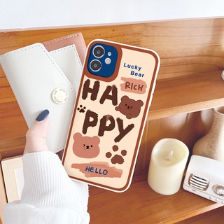 Ốp iphone - Ốp lưng iphone cạnh vuông viền camera bear happy dành cho ip 6 đến 16promax - g69