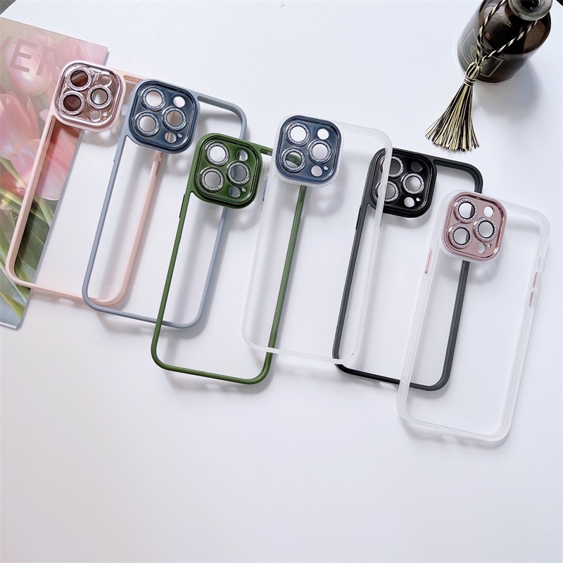 Ốp MEIRUYI cao cấp lưng trong cứng viền màu bảo vệ camera nhũ lấp lánh cho ip 13/13pro/13promax
