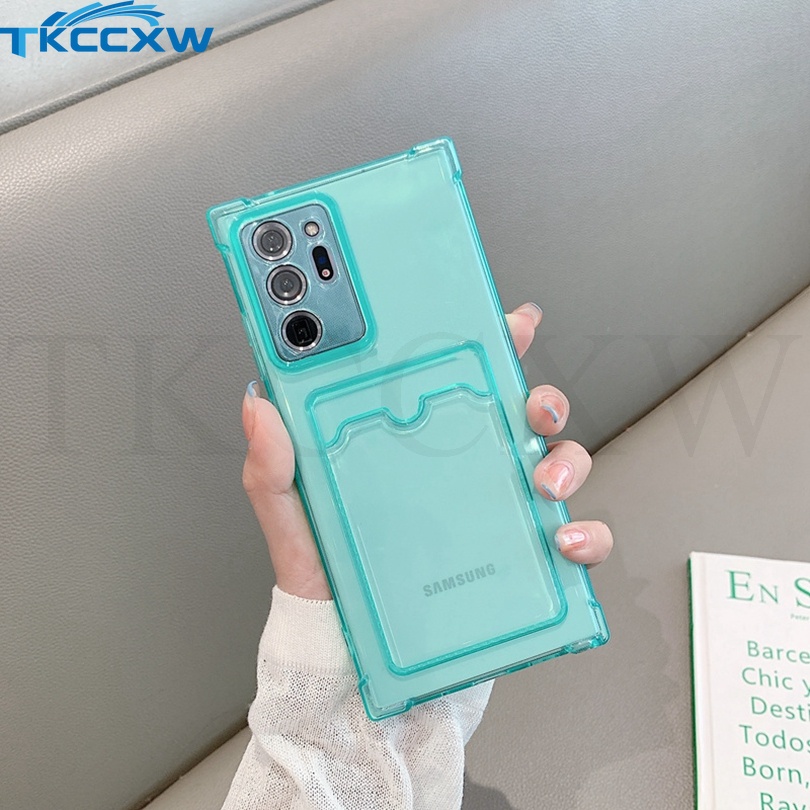 Ốp Điện Thoại Dẻo Trong Suốt Có Túi Khí Chống Sốc Kèm Ngăn Đựng Thẻ Cho Samsung S10e S10 Plus Note 20 Ultra 10+ 10P