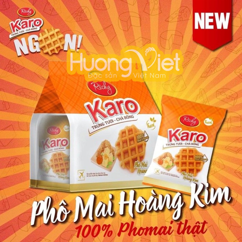 Bánh Karo phô mai hoàng kim, bánh karo trứng tươi chà bông sợi gà túi ...
