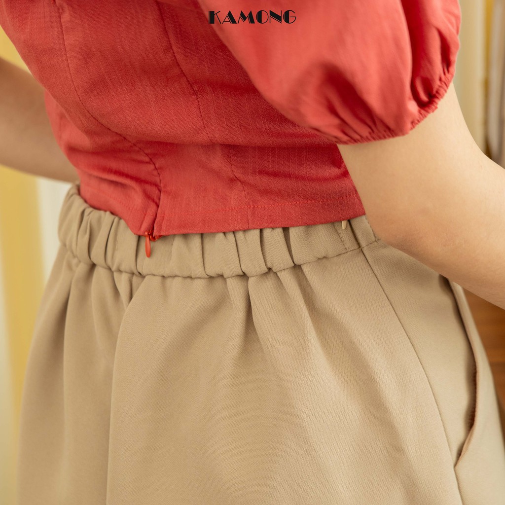 Ảnh Quần short nữ lưng cao KAMONG dáng quần ống rộng Q002 3