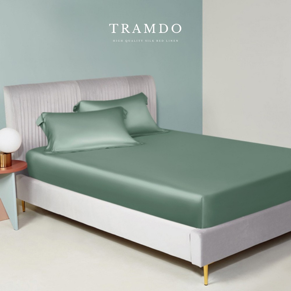 Ảnh Bộ Chăn Ga Gối Lụa Cao Cấp NITE9SILK TRAMDO BEDDING Màu Xanh Quả Bơ 4