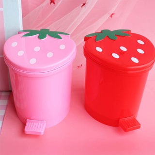 Thùng Đựng Rác Mini Có Nắp Đậy Hình Trái Dâu Tây Dễ Thương
