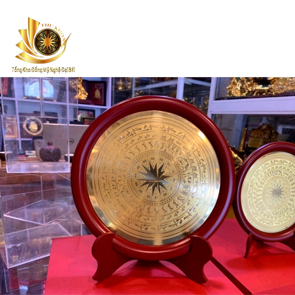 Đĩa Mặt Trống Đồng ✅FREESHIP✅ Đường Kính 23cm Kèm Hộp Quà Tặng Bằng Đồng Đại Bái Tặng Đối Tác Đặt Bàn Làm Việc Tủ Kính