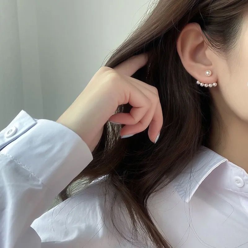 Bông Tai Mạ Bạc 925 đính đá ngọc trai nhân tạo Xinh Xắn Phong Cách Hàn Quốc BO16