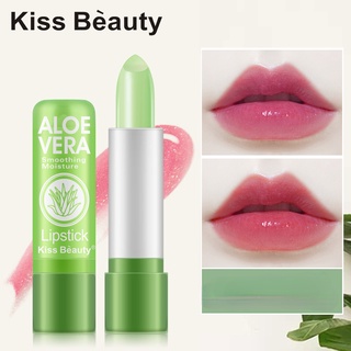 Kiss beauty Aloe Vera Lipstick Thay đổi màu Son dưỡng môi Dưỡng ẩm Dưỡng ẩm Chống thấm nước Chống khô Thay đổi nhiệt độ
