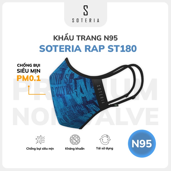 Khẩu trang thời trang Soteria Rap ST180 - N95 lọc 99% bụi mịn 0.1 micro - Size S,M,L