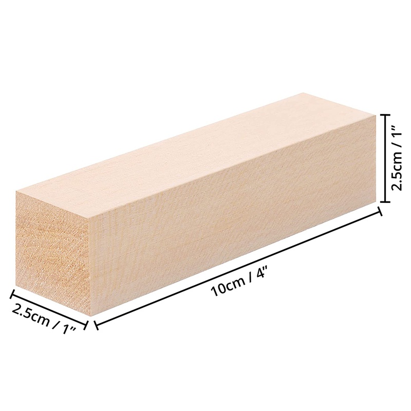 Bộ 10 Khối Gỗ Basswood Cỡ Lớn 4 x 1 x 1 Inch Chưa Hoàn Thành Cho Người Mới Bắt Đầu DIY