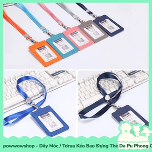 Dây Móc / Dây Kéo Tơrua Bao Đựng Thẻ Nhân Viên Da Pu 3 Ngăn Phong Cách Simple Color Đơn Giản