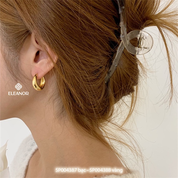 Bông tai nữ tròn chuôi bạc 925 Eleanor Accessories basic khuyên tròn phụ kiện trang sức 6494