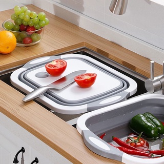thớt nhựa kèm chậu đa năng 3 trong 1, Chậu rửa gấp kiêm thớt rổ đựng