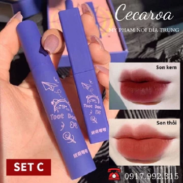 Set son Toot dodo CAO CẤP Son kem lì dưỡng môi hàng chính hãng nội địa trung CECAROA