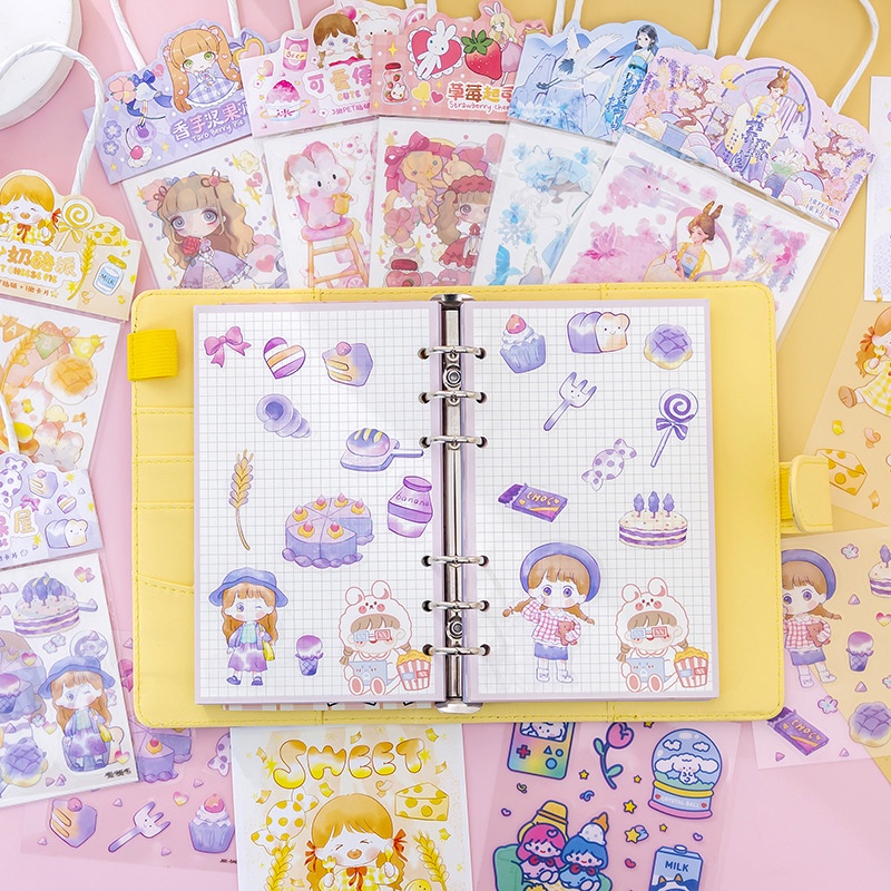 Túi 3 Miếng Dán Trang Trí Túi Xách Màu Đồng Đục In Họa Tiết Hoạt Hình Đa Dạng, Túi Sticker