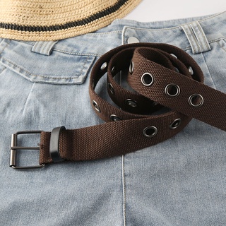 Thắt lưng vải canvas Broobelt một hàng lỗ màu nâu đen, dây nịt dù unisex ulzzang cho nam nữ