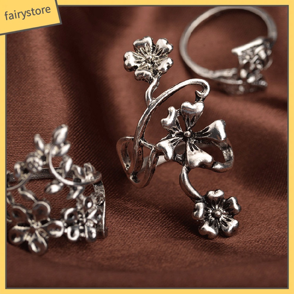 Set 4 Nhẫn Đeo Tay Phong Cách Vintage Thời Trang Cho Nữ