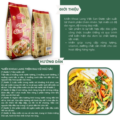 Miến Khoai Lang Việt San 300g - Miến Khoai Lang Dai Ngon Giàu Chất Xơ Eat Clean