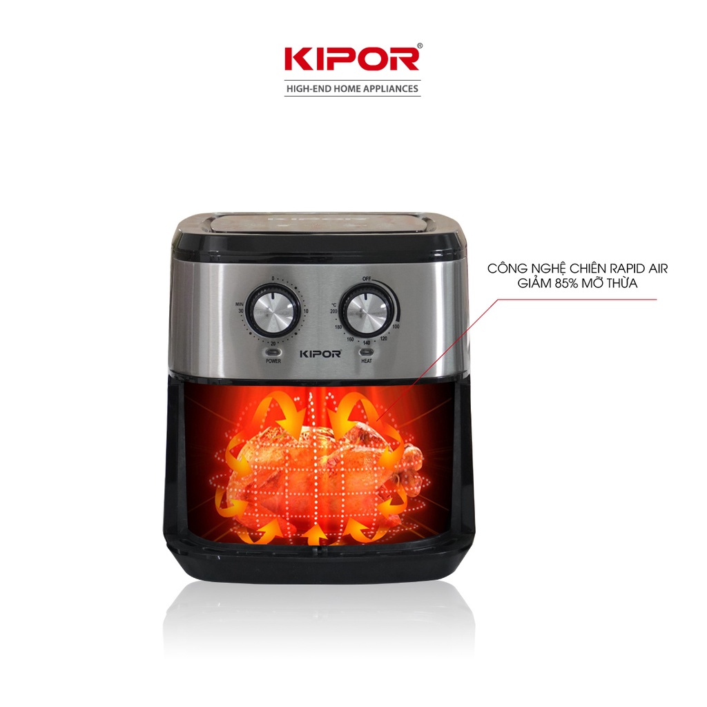 Ảnh Nồi chiên không dầu KIPOR KP-AF310-10L-Điều khiển cơ RAPID AIR nướng đối lưu-chống dính-Bảo hành tại nhà 12 tháng 4